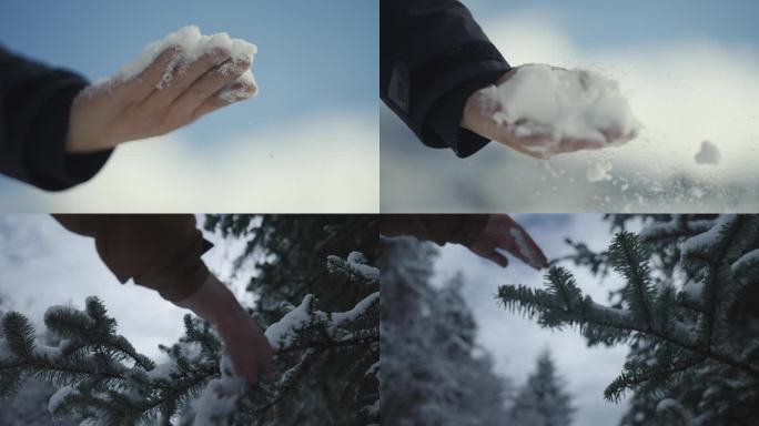 雪 雪景 玩雪 手抓雪