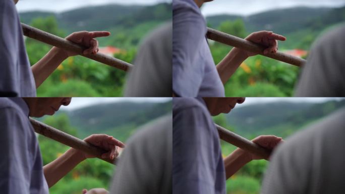 父子俩 聊天 交流 乡村 眺望远方