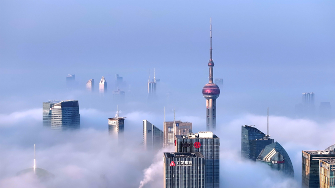 上海城市平流雾航拍混剪