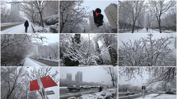 【原创】4K下雪慢动作城市唯美雪景