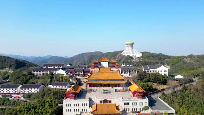 绍兴龙华寺兜率天宫景区航拍