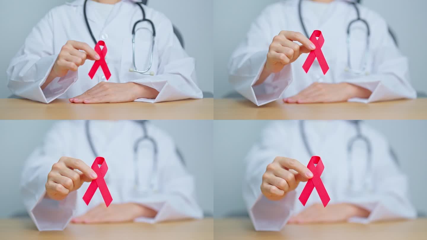 12月世界艾滋病日、获得性免疫缺陷综合征、多发性骨髓瘤癌症宣传月和全国红丝带周的红丝带医生。保健和世