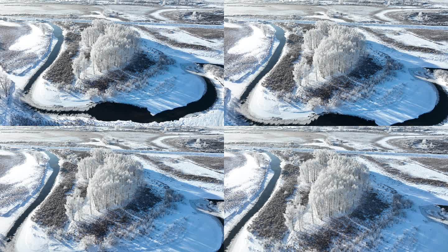 内蒙古湿地雾凇雪景