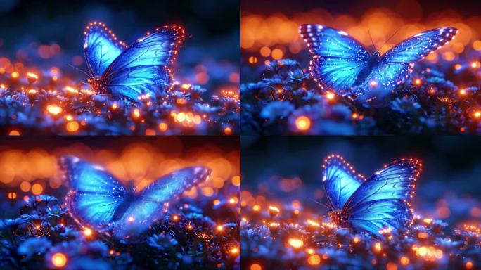 粒子闪烁蓝色蝴蝶浪漫纹理星光舞台星空光线