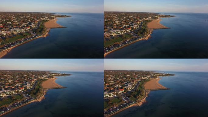 澳大利亚墨尔本布莱顿海滩上的无人机画面