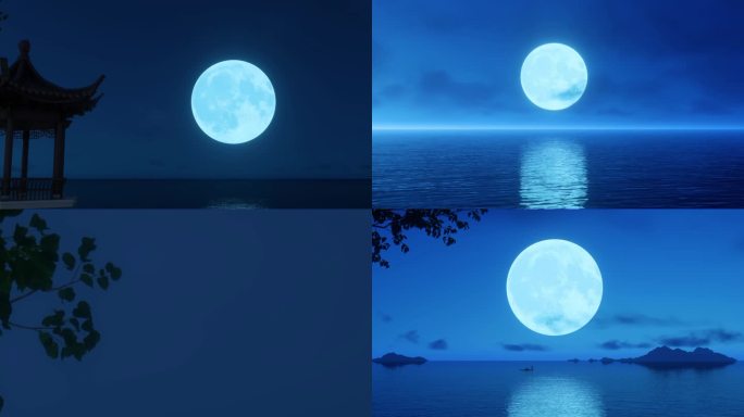 海面水面月亮倒影