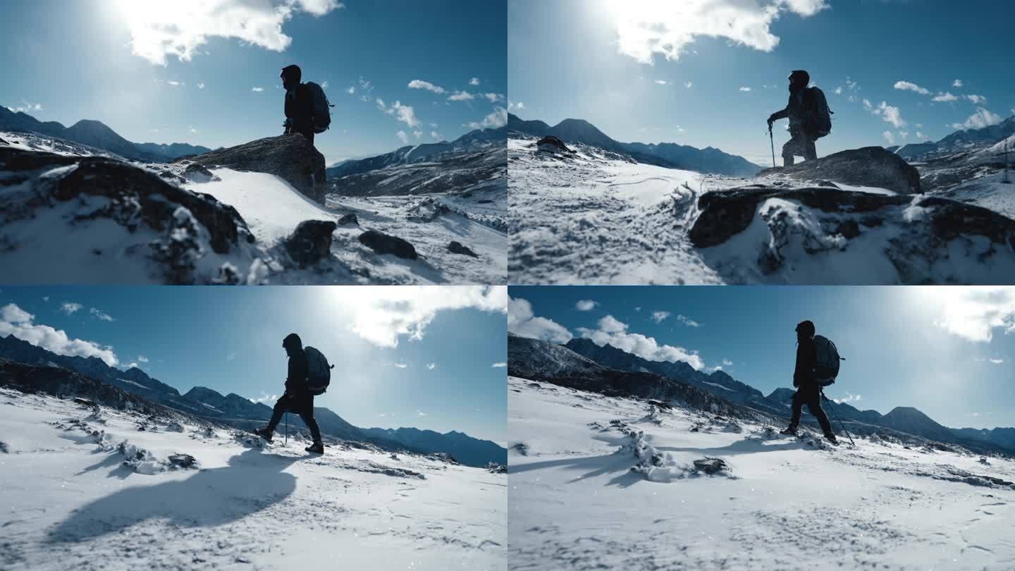 攀登 登山 爬雪山 征服 勇敢向前