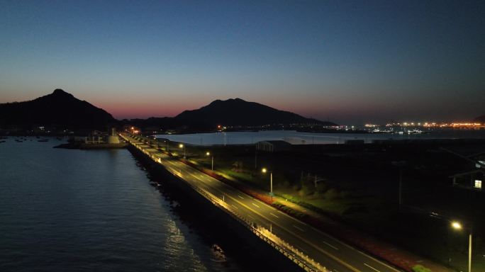 海边跨海大桥西大堤夜景 DJI_0158