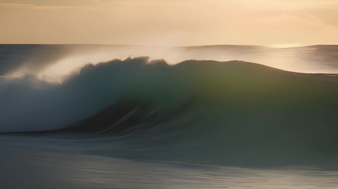 唯美夕阳大海海浪波浪涨潮潮水宽屏超宽屏