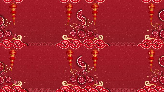 ♥新年 中国红 包装 喜庆卡通背景 4K