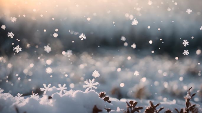 冬季雪景下雪雪花视频素材