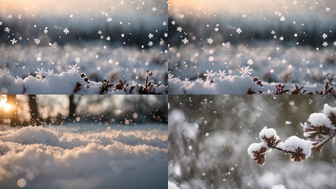 冬季雪景下雪雪花视频素材