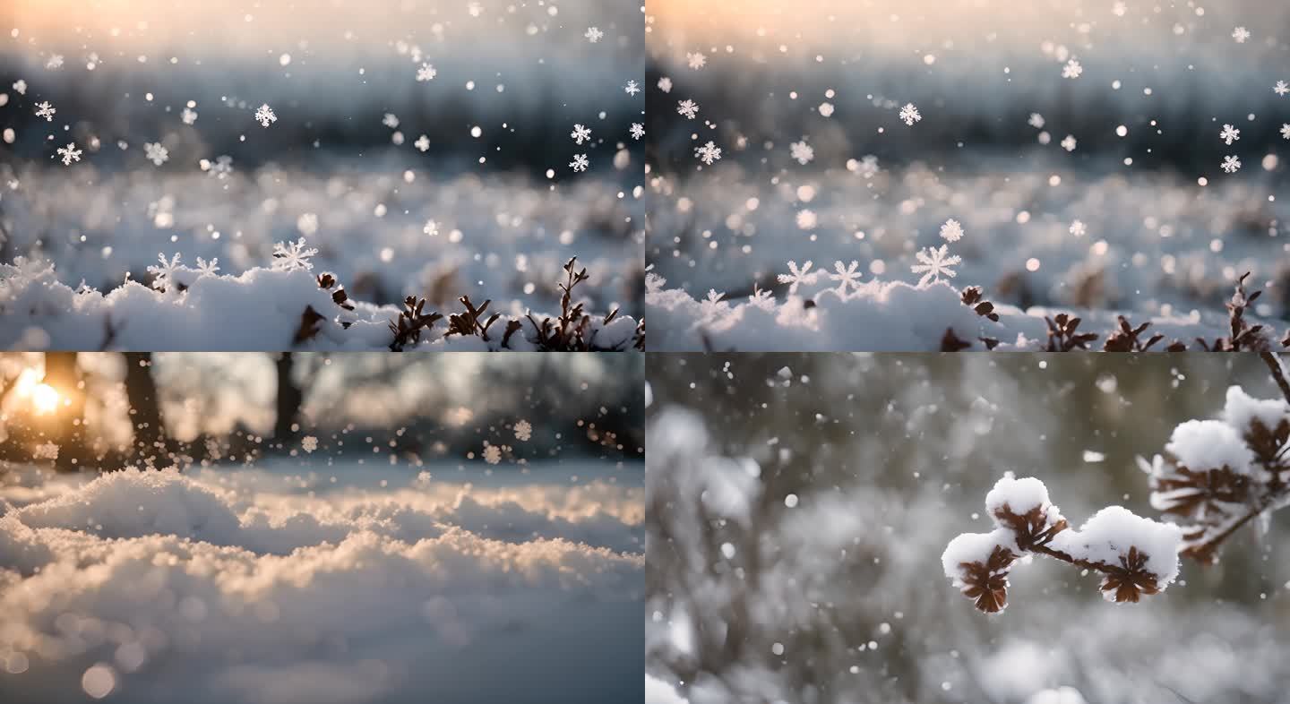 冬季雪景下雪雪花视频素材