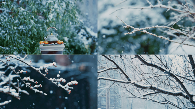 冬天唯美雪景下雪氛围空镜