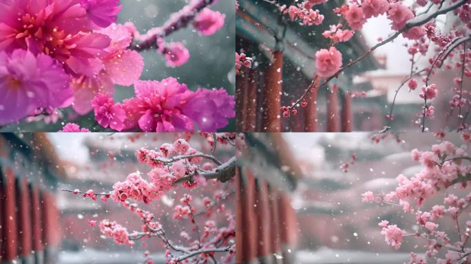 冬日雪景 梅花 腊梅 冬日梅花