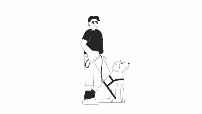 盲人与导盲犬的2D人物动画