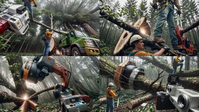 AI破坏森林 伐木现场