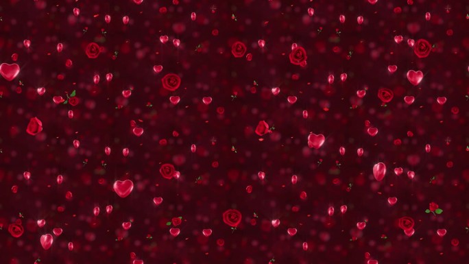 情人节循环瓷砖下降背景。这个美丽的3d动画情人节是循环和平铺。