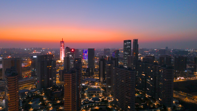 桐乡凤凰湖航拍夜景