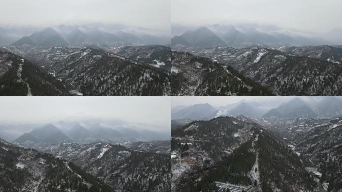 商洛翠屏山森林公园秦岭山脉下雪8