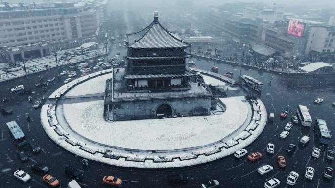 西安雪景