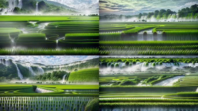 AI风景 农业 水稻 舞台背景 企业宣传