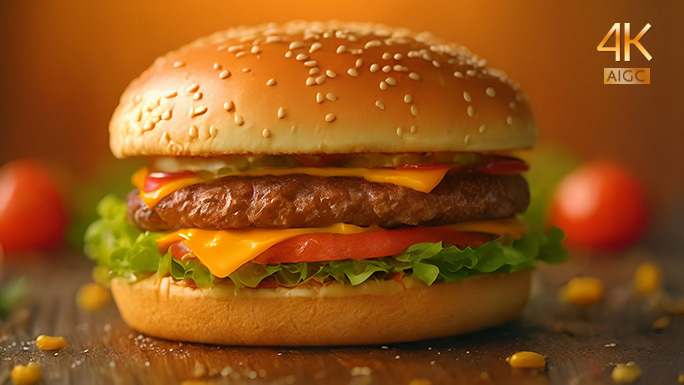汉堡包特写镜头 牛肉汉堡 双层牛堡 西餐
