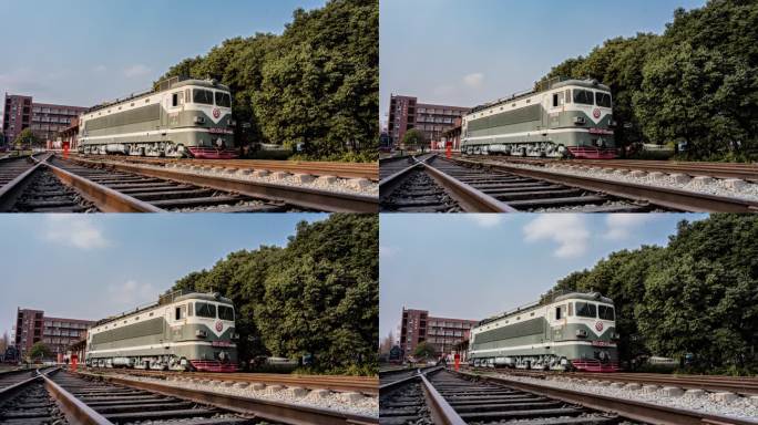 6K火车铁轨电力机车移动延时摄影