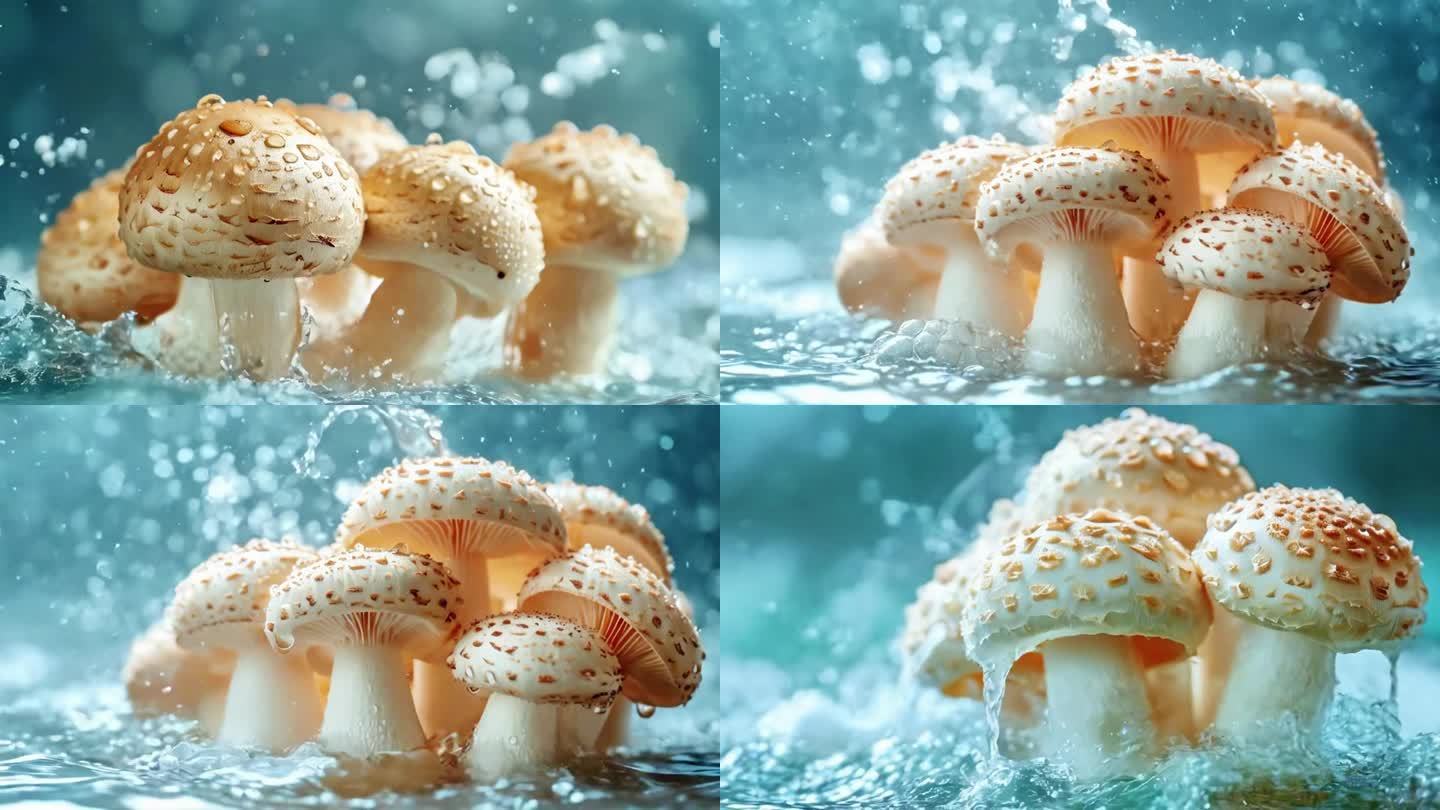 蘑菇真菌雨食物蔬菜水果广告厨房宣传片素材