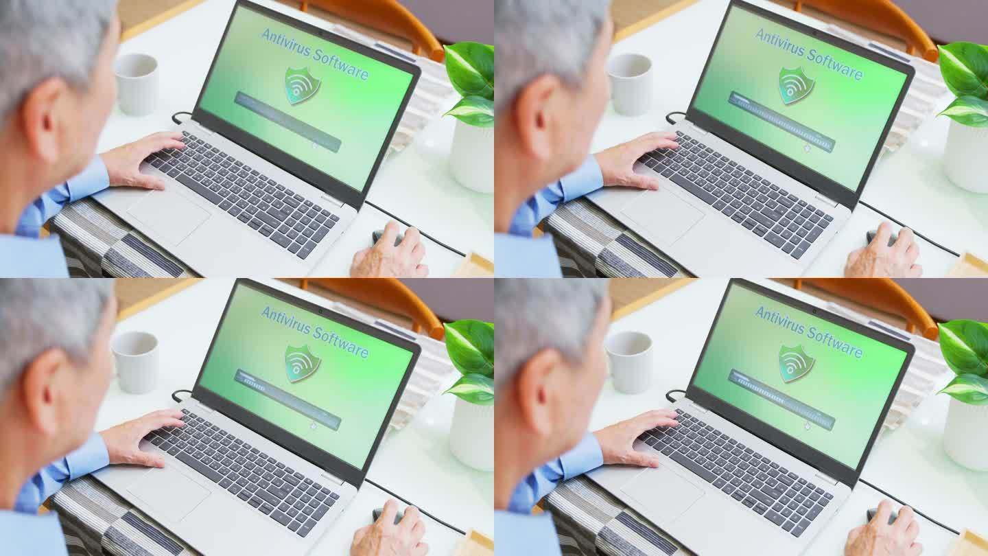 亚洲老年人安装防病毒笔记本电脑