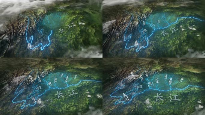 4K四川水系地图AE模板