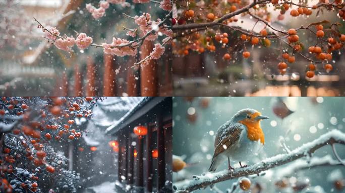 唯美雪景 大寒立春 腊八春节 冬日暖阳