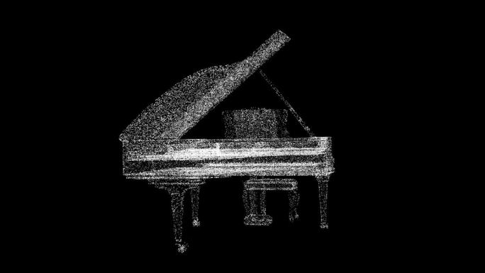 3D钢琴在黑色背景上旋转。乐器概念。学习弹钢琴。商业广告背景。用于标题，文本，演示。3d动画60 F