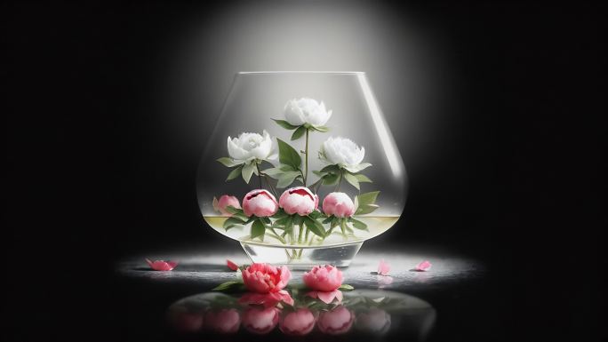 AI抽象艺术广告 杯子里的花 花与骷髅架