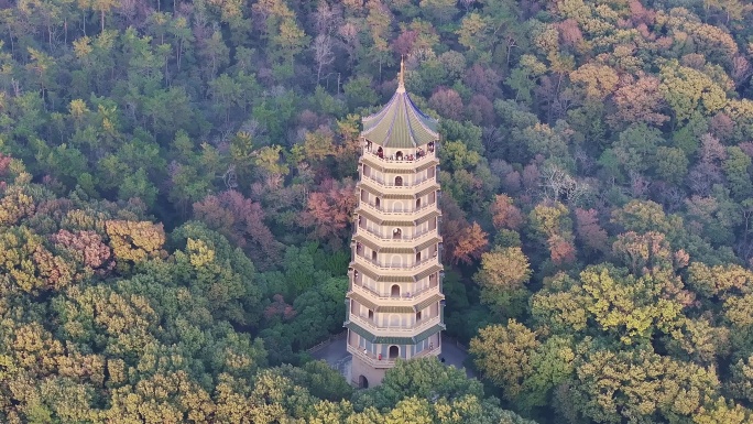 航拍南京灵古寺秋色