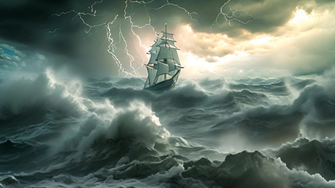 帆船 风雨同舟  排除万难 长风破浪