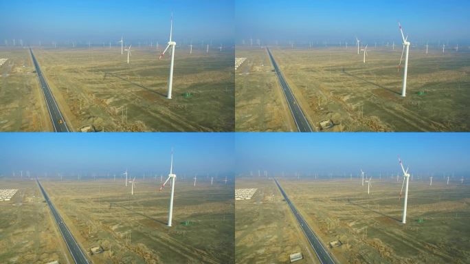 航拍新疆达坂城风力发电