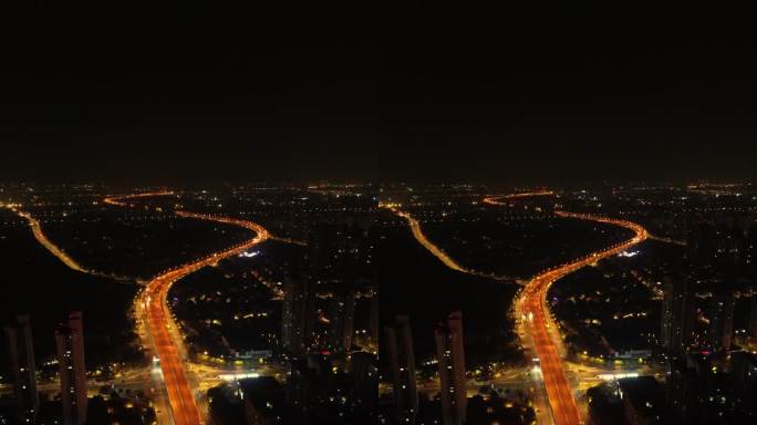 竖拍深夜城市道路延时4K