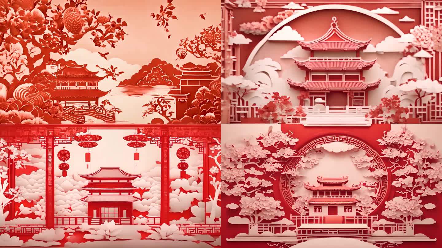 春节剪纸背景视频素材