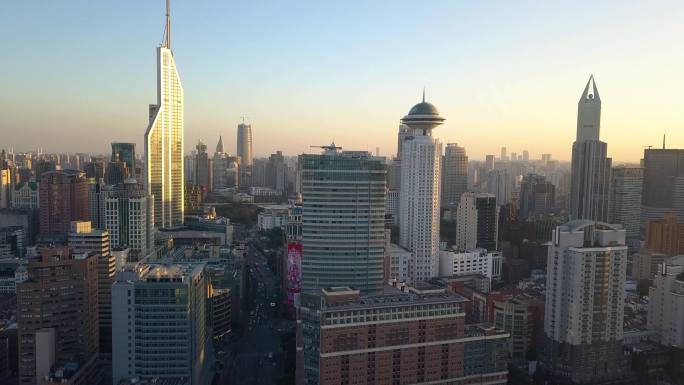 上海城市建筑群航拍空镜