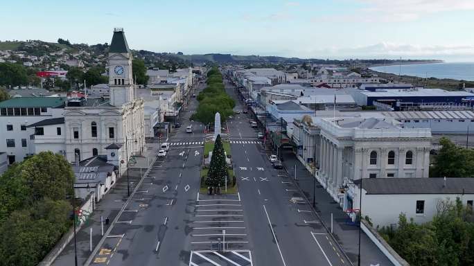 4K航拍新西兰奥玛鲁日出城镇
