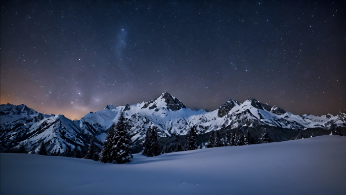 雪山星空延时摄影 4K