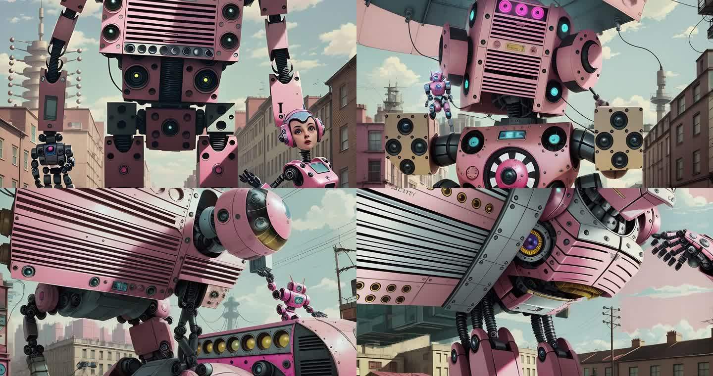 AI粉色机器人 呆萌可爱 机器人 科幻