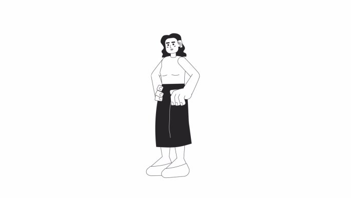 戴着助听器的拉丁裔女性2D角色动画