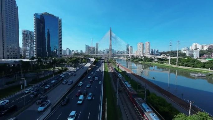 Time Lapse Of Famous Estaiada Bridge At Downtown S