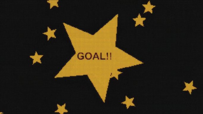 文字动画与单词“GOAL”弹出在许多配置轻体育场板