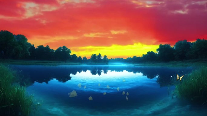 自然风景河流水面倒影云层天气