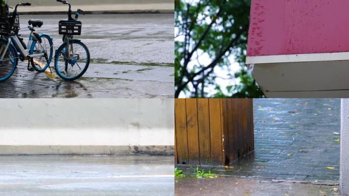 下暴雨下大雨下雨天雨水雨滴街景街道街头风