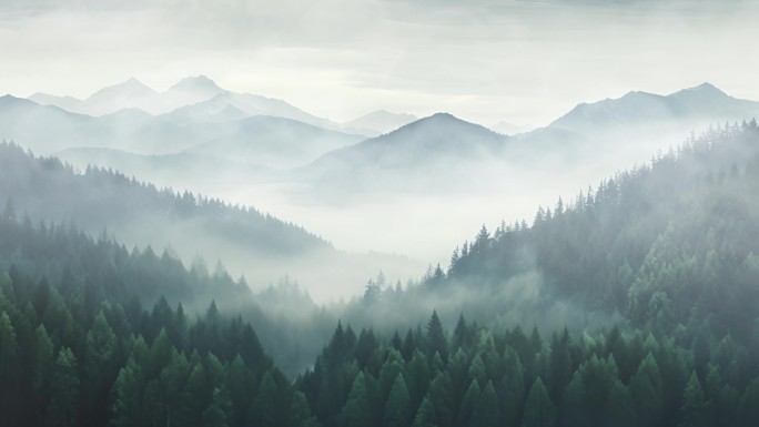 大自然 云雾森林 树林 自然空镜