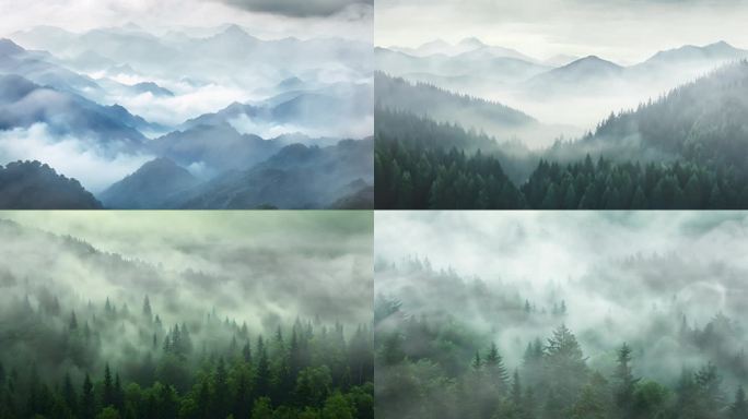 大自然 云雾森林 树林 自然空镜